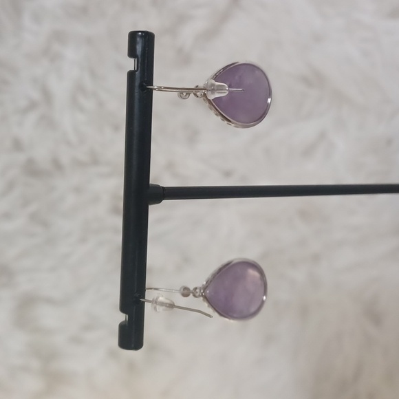 Colleen Lopez Sterling Silver Pear Shaped Amethyst Drop Earrings NEW - Picture 5 of 8